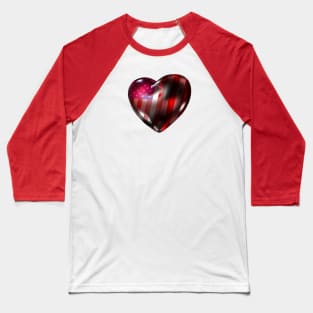 American 3d Horizontal Stars and Stripes Heart Baseball T-Shirt